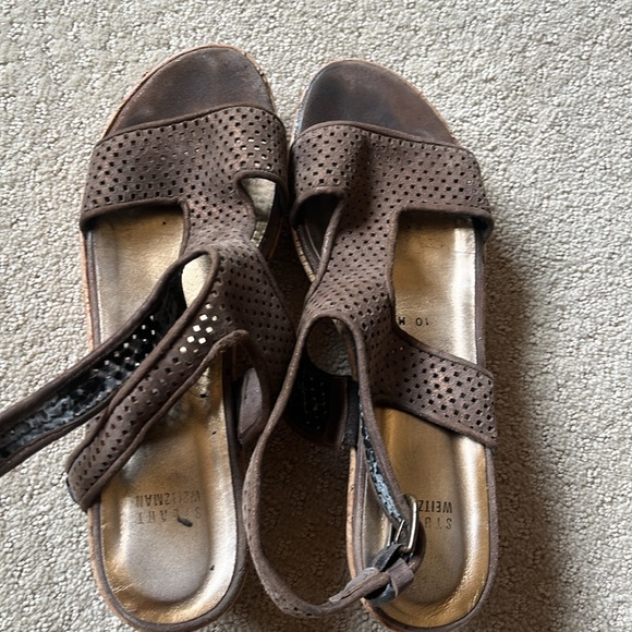 Stuart  Weitzman size 10 brown suede sandals with cork wedge - Picture 4 of 5